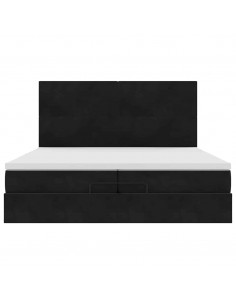 Struttura Letto Pouf con Materassi Nero 200x200 cm Velluto 2