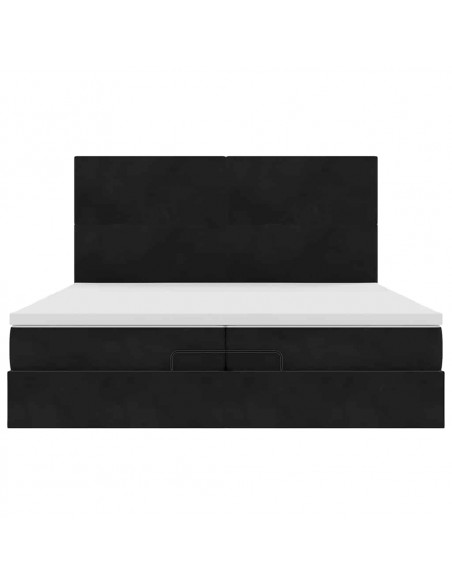 Struttura Letto Pouf con Materassi Nero 200x200 cm Velluto