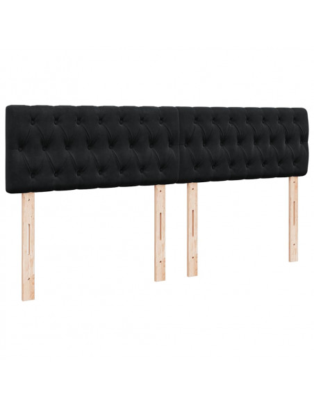 Struttura Letto Pouf con Materassi Nero 200x200 cm Velluto