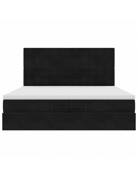 Struttura Letto Pouf con Materassi Nero 200x200 cm Velluto