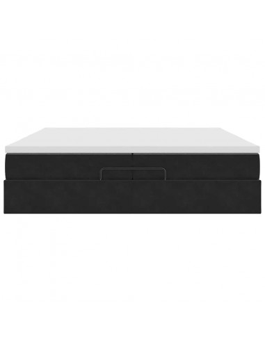 Struttura Letto Pouf con Materassi Nero 200x200 cm Velluto