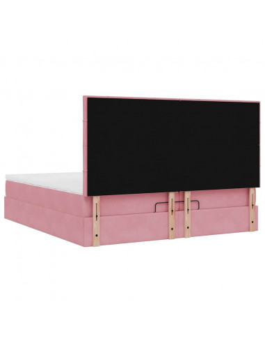 Struttura Letto Pouf con Materassi Rosa 200x200 cm Velluto