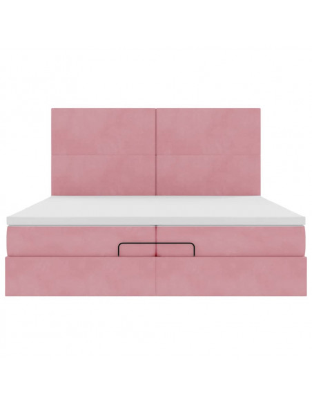 Struttura Letto Pouf con Materassi Rosa 200x200 cm Velluto