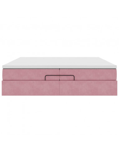 Struttura Letto Pouf con Materassi Rosa 200x200 cm Velluto