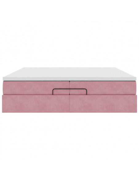 Struttura Letto Pouf con Materassi Rosa 200x200 cm Velluto