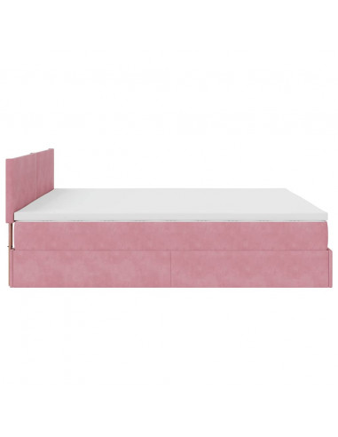 Struttura Letto Pouf con Materassi Rosa 200x200 cm Velluto