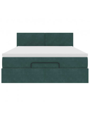 Struttura Letto Pouf con Materasso 140x190 cm in Velluto