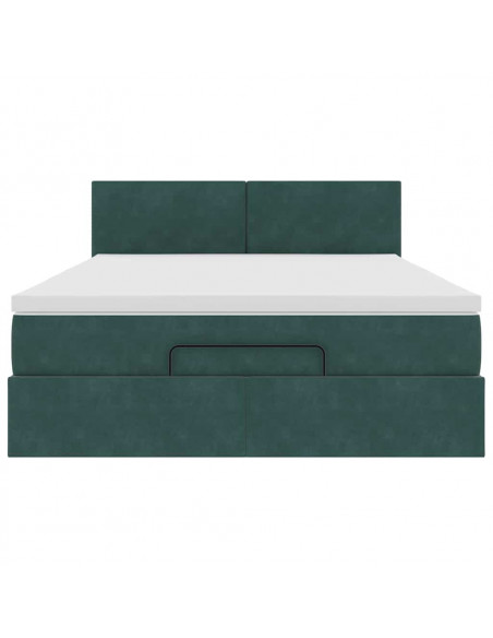Struttura Letto Pouf con Materasso 140x190 cm in Velluto