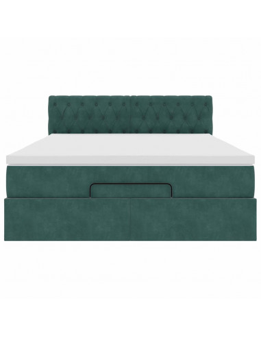 Struttura Letto Pouf con Materasso 140x190 cm in Velluto