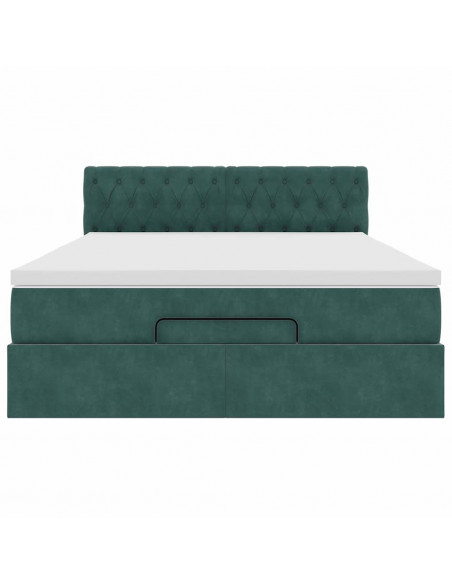 Struttura Letto Pouf con Materasso 140x190 cm in Velluto