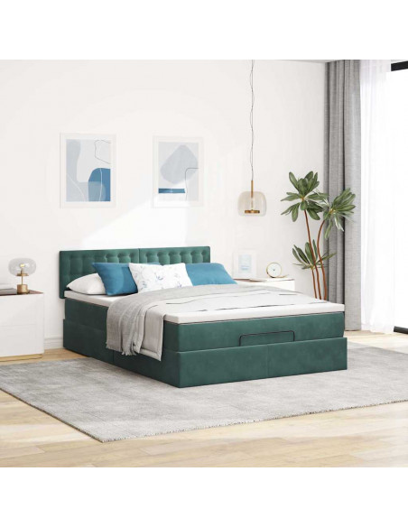 Struttura Letto Pouf con Materasso 140x190 cm in Velluto