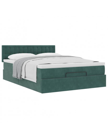 Struttura Letto Pouf con Materasso 140x190 cm in Velluto