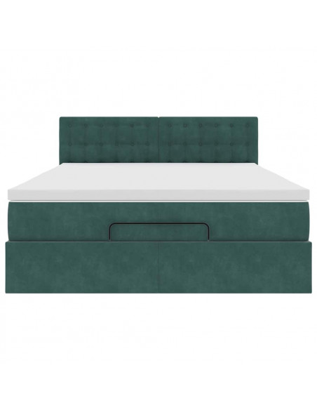 Struttura Letto Pouf con Materasso 140x190 cm in Velluto