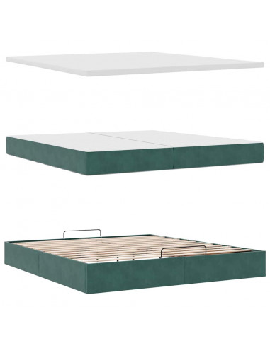 Struttura Letto Pouf con Materasso 200x200 cm in Velluto