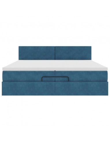 Struttura Letto Pouf con Materasso 200x200 cm in Velluto