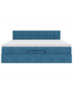 Struttura Letto Pouf con Materasso 200x200 cm in Velluto 2