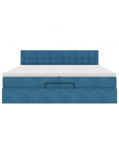 Struttura Letto Pouf con Materasso 200x200 cm in Velluto