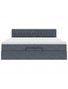 Struttura Letto Pouf con Materasso 200x200 cm in Velluto 2