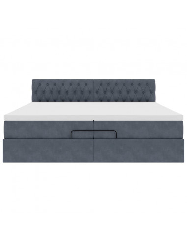 Struttura Letto Pouf con Materasso 200x200 cm in Velluto