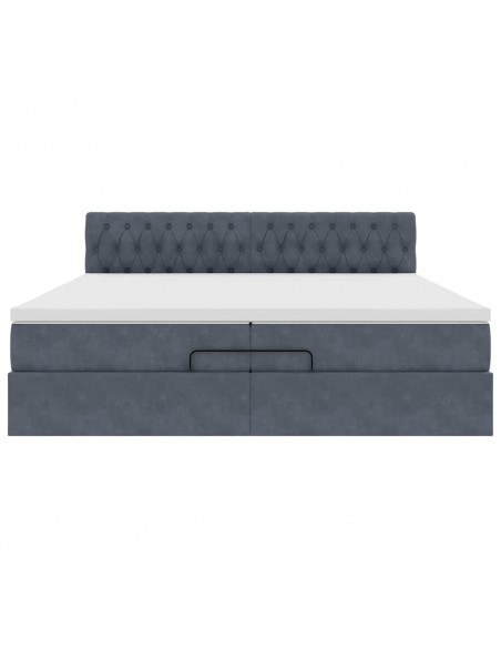 Struttura Letto Pouf con Materasso 200x200 cm in Velluto