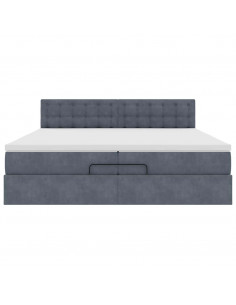 Struttura Letto Pouf con Materasso 200x200 cm in Velluto 2