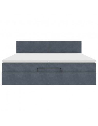 Struttura Letto Pouf con Materasso 200x200 cm in Velluto