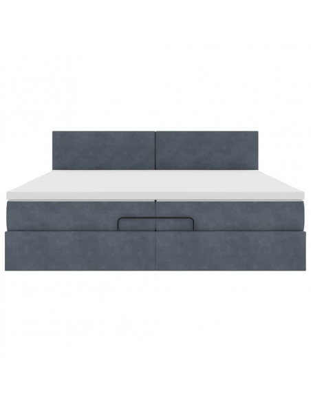 Struttura Letto Pouf con Materasso 200x200 cm in Velluto