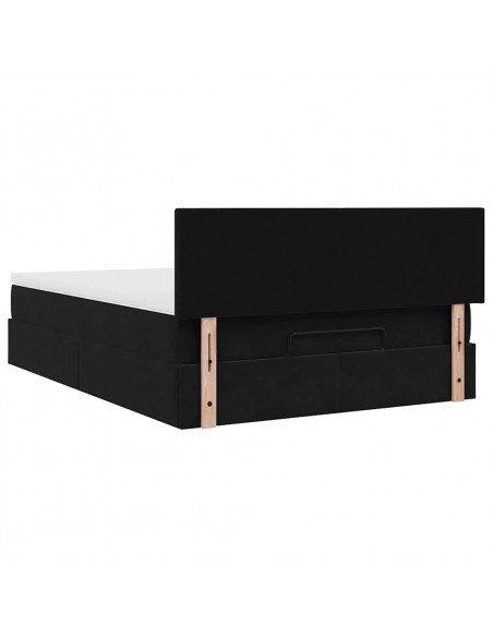 Struttura Letto Pouf con Materasso Nero 140x190 cm in Velluto