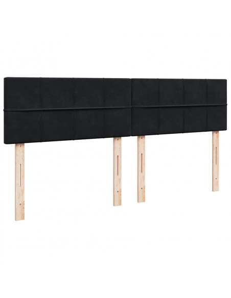 Struttura Letto Pouf con Materasso Nero 180x200 cm in Velluto