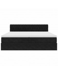 Struttura Letto Pouf con Materasso Nero 200x200 cm in Velluto 2