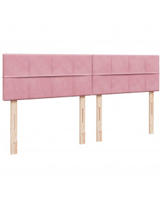 Struttura Letto Pouf con Materasso Rosa 200x200 cm Velluto 2