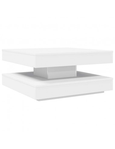 Tavolino da Caffè Girevole a 360 Gradi Bianco 70x70x34,5 cm