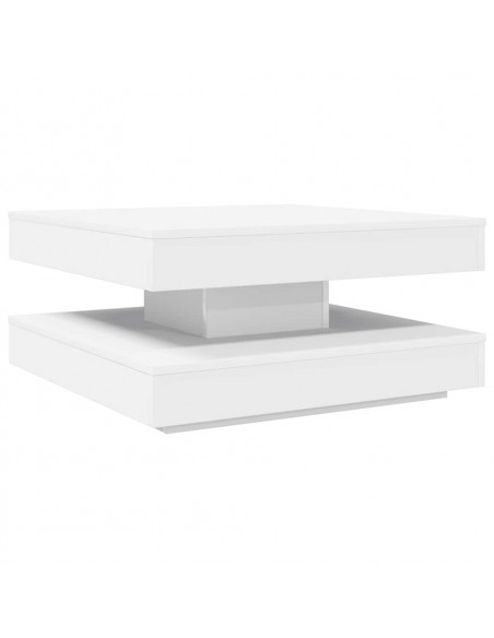 Tavolino da Caffè Girevole a 360 Gradi Bianco 70x70x34,5 cm
