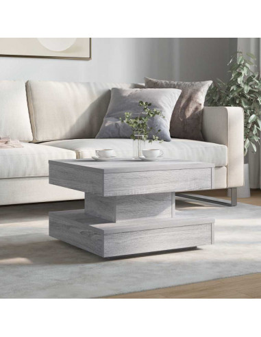 Tavolino da Caffè Girevole a 360 Gradi Grigio 50x50x34,5 cm