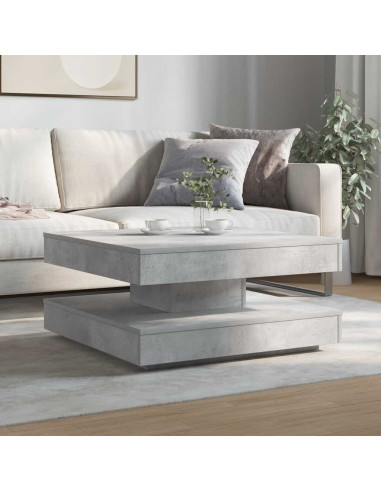 Tavolino da Caffè Girevole a 360 Gradi Grigio 70x70x34,5 cm