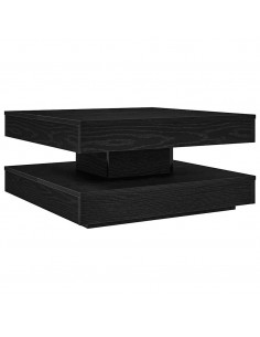 Tavolino da Caffè Girevole a 360 Gradi Nero 70x70x34,5 cm 2