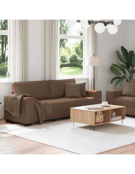 Set di Divani 2 pz con Cuscini Marrone in Tessuto