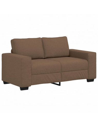 Set di Divani 2 pz con Cuscini Marrone in Tessuto