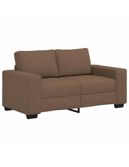 Set di Divani 2 pz con Cuscini Marrone in Tessuto