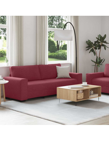 Set di Divani 2 pz con Cuscini Rosso Vino in Tessuto
