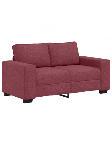 Set di Divani 2 pz con Cuscini Rosso Vino in Tessuto
