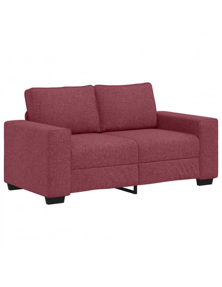 Set di Divani 2 pz con Cuscini Rosso Vino in Tessuto