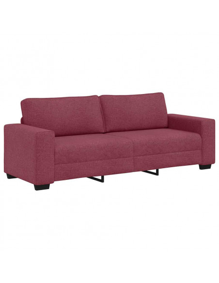 Set di Divani 2 pz con Cuscini Rosso Vino in Tessuto