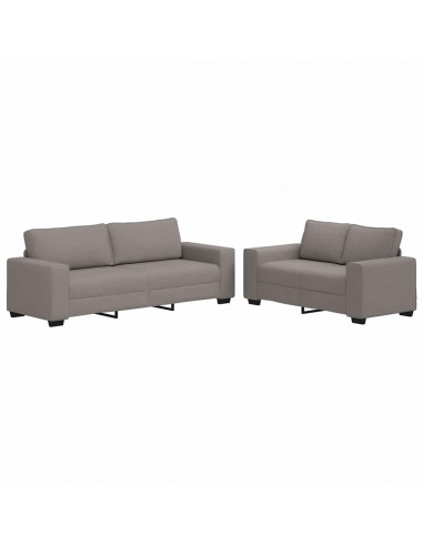 Set di Divani 2 pz con Cuscini Tortora in Tessuto