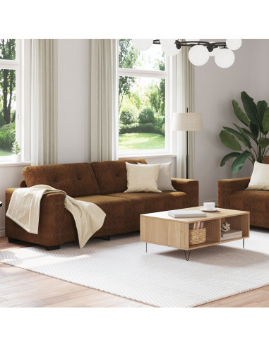 Set di 2 Marrone Tessuto, Legno Grande Elegante Divano