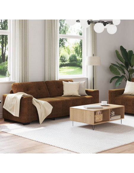 Set di 2 Marrone Tessuto, Legno Grande Elegante Divano