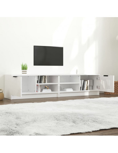 Mobili Porta TV 2pz Bianco Lucido 80x35x45 cm Legno Multistrato