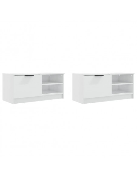 Mobili Porta TV 2pz Bianco Lucido 80x35x45 cm Legno Multistrato