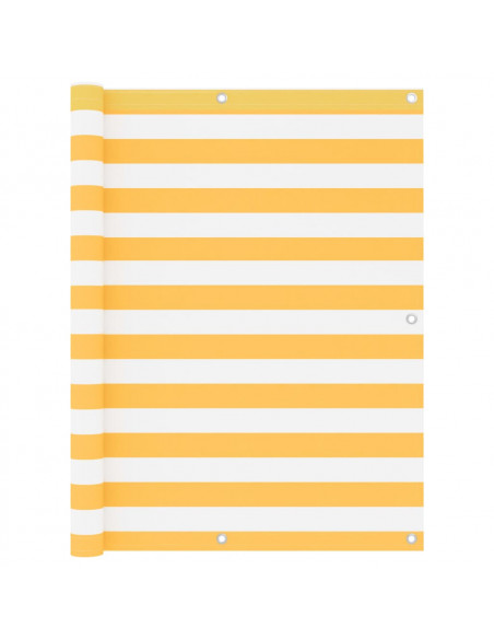 Paravento Balcone Bianco e Giallo 120x300 cm Tessuto Oxford