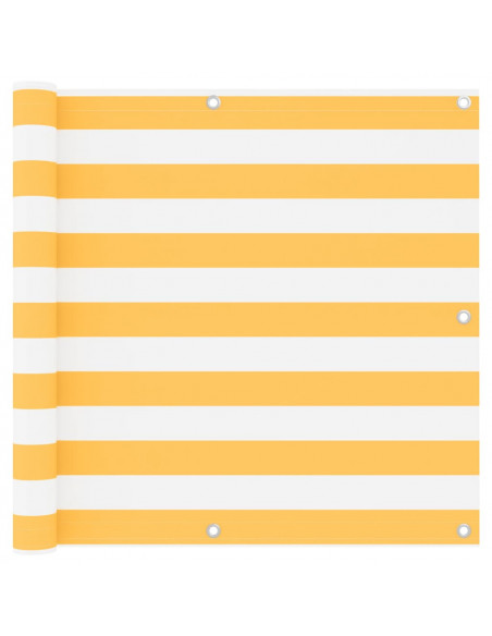 Paravento Balcone Bianco e Giallo 90x400 cm Tessuto Oxford
